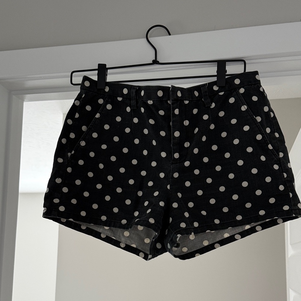 Madewell Black and White Polka Dot High Waist Shorts